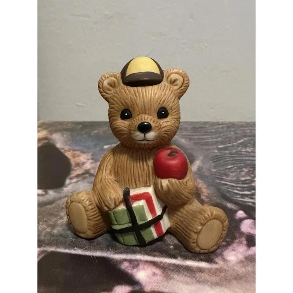 Vintage Homco #1413 Teddy Bear of the Month September Mini Porcelain Figurine